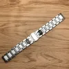 Jawoder watchband 16 18 20mm homens mulheres puro sólido polimento de aço inoxidável + cerâmica relógio faixa de banda desdobramento fivela pulseira