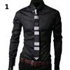 Intero negozio Moda uomo Argyle stile business slim fit manica lunga abito casual camicia di alta qualità2962