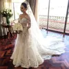 2019 Steven Khalil robes de mariée sirène avec jupe détachable superbe détail 3D Floral Sheer Neck Illusion robe de mariée à manches longues