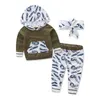 2017 Nya barnkläder Höstflickor Boys Bow Headband + Hooded Printing Top + Byxor 3st / Set Baby Floral Suits C2298