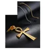 Joyería egipcia de acero inoxidable Ankh collar colgante cruzado Nuevo diseño Negro Plata chapado en oro Hombres Mujeres Regalos religiosos cristianos