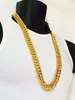 Mens Miami Cuban Link Curb Chain 14k Real Yellow Solid Gold GF Hip Hop 11MM Thick Chain JayZ Epacket 211d