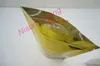 10*15cm, 100pcs/lot X Gold Stand up aluminum foil ziplock bag with clear window-pack toy/doll reopenable plastic sack