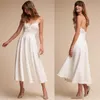 2020 New Retro 1920 Thé Longueur BHLDN Robes De Mariée Simple Une Ligne Bretelles Spaghetti Sexy Dos Nu De Mariée Robes De Mariée D'été Pas Cher 340