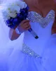 Custom Made sweetheart Ball Gown Wedding Dresses Floor Length White Tulle Crystal vestido de noiva Lace Up Gorgeous Wedding Gowns 209e