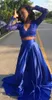 2017 Royal Blue Two Pieces Aline Prom Dresses 2K17 Sexy Vestidos de Fiesta Vneck lange mouwen aline avondfeestjurk 9166774