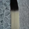 Nastro in estensioni capelli umani 40pcs Nero Two Tone Blonde Ombre Brasiliano Capelli Traight Nastro biadesivo nelle estensioni dei capelli Ombre