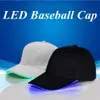 LED Baseball Caps Coton Noir Blanc Brillant LED Light Ball Caps Glow In Dark Réglable Snapback Chapeaux Lumineux Chapeaux De Fête OOA2116