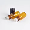 3 ml Amber Hervulbare Roll op fles Glass Roller Ball Zwart Schroefdop voor Essential Oil Lip Gloss Parfum Bruin Roll-on Tube Reisgrootte