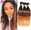 1B 4 27 Ombre Brazilian Streate Hair 3バンドルショートオンブレブロンドボブ人間の髪織りのトーンヘアエクステンション