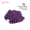 Högkvalitativ 8inch Wand Curl Bouncy Twist Crochet Hair Extensions, Janet Collection Syntetisk Braiding Hair Ombre Crochet Braiding Hair