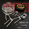 Alien 2 Cewki Drut 0,25OHM 0.4mm * 3 + 0,25 mm 316L Materiał ze stali nierdzewnej Fala Clapton Purpade Wrap Prebuilt przewody do RDA Vape