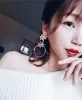 Idealväg Diy Korea Guldpläterad Kristall Blommform Dangle Örhängen Kvinnor Smycken