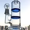 Heady Hookahs Honeycomb Perc Clear Blue Glass Bongs Turbine Disc Percolator Oil Dab Rigs 18mm Joint Wasserpfeifen mit Schüssel