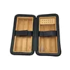 202*107*86MM Cigar Humidor Cigarette Box make in Black grain leather Cigar humidors which can hold 6 Cigarettes
