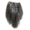 Mongolisches verworrenes lockiges Haar, Afro-verworrene Clip-in-Verlängerungen, 8 Stück, 100 g, afroamerikanische Clip-in-Echthaarverlängerungen