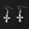 Dots End Cross Dangle Chandelier Earrings 925 Silver Fish Ear Hook 13.9x39mm Fashion Jewelry E486 40pairs/lot