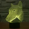 USBパワー7色素晴らしい犬の頭モデル光学錯視3DグローLEDランプアート彫刻は、ユニークな照明効果を生み出します