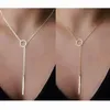 Frauen Anhänger Halskette Kette Aussage Ring Rechteck Charm Cocker Einfache Metall Ring Hals Kette Günstige Modeschmuck Großhandel