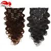 Hannah 1026Inch 200G Full Head Clip In Human Hair Extenstions Body Wavy Malaysia Remy Hair 100 Human Hair Clip ins5093578