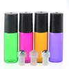 1/6OZ Glass Perfume Bottles 5ml Colorful Roll On Fragrances Essential Oil Container with Stainless Steel Roller Ball