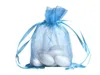 100pcsブルーオーガンザパッキングバッグジュエリーポーチウェディングの好意クリスマスパーティーギフトバッグ13 x 18 cm 5 x 7インチ253o