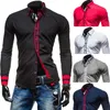 Hurtownia 2017 Nowy Męskie Długie Rękaw Sukienka Koszulki Double Collar Przycisk Unikalny Projekt Slim Fit Marka Koszule Męskie Koszule Camisa Masculina