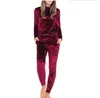 Velvet Tracksuit Two Piece Set Women Sexy Pink Long Sleeve Top And Pants Bodysuit Suit Runway Fashion 2017 Trainingspak plus size 3XL