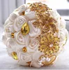 Broches dorées Bouquet De Mariage avec perles De cristal Bouquet De Mariage 2017 Flores De La Boda Ramos De Novia Bouquet De mariée