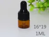 Groothandel 500 stks 1ml 2 ml 3 ml Amber Glass Dropper Flessen W / Black Cap, Essential Oil Fles, Kleine parfumflesjes, Sampling-opslag