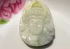 Naturlig vit jade jade handgjord carving, archaize Guanyin Bodhisattva. Talisman halsband hänge.