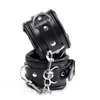 Kit rembourré doux, noir PU cuir poignets poignets cheville poignets col cou ensemble, BDSM Bondage Sex Toys de contrainte pour couple q0506