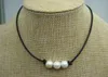 JLN Three PCS Pearl Leather Choker Collar Necklace Handmade Freshwater Pearls Jewelry For Women Baby