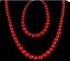 Rare!6-14mm Red Sea Coral Necklace Bracelet 17'' + Bracelet 7.5'' 1set