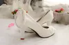 Stunning Pearls Wedding Shoes For Bride 3D Floral Appliqued Prom High Heels Ankle Strap Plus Size Pointed Toe Lace Bridal Shoes