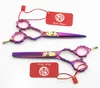 Purple dragon hairdressing cut scissors 55 INCH Gem screw cutting or thinning cheap Simple packing 1PCSLOT NEW5307485