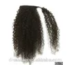 Braziliaans menselijk haar trekkoord paardenstaart kinky krullend pony staart haarstuk, clip in echt haar wrap rond nep paardenstaart haarstukje 120g