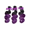 Violet Ombre Extension de cheveux malaisiens pas cher 3 paquets de cheveux humains vague de corps Remy Ombre violet vierge cerise cheveux armure à vendre