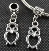 100PCS mixed Tibetan Silver alloy Owl Charms Pendant Dangle Beads Fit European Jewelry Making Bracelet