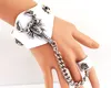 New Arrival Punk Scorpion Skull Leather Wide Bracelet with Ring for Men Jewelry Very Cool Fashion