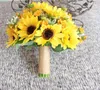 Nouveau Style 2018 Bouquets De mariage jaune tournesol artificiel pour les mariées fleurs De mariage Bouquets De mariée Ramos De Novia artificiel