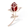 18K Vergulde Rose Flower Crystal Broches Strass Decoratieve Jurk Sieraden Broche voor Vrouwen Hoed Tas Sjaal Accessoires Groothandel