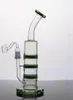 Best Green Bongs Three Fliter Perc Recycler Glass Water Pipe Tripple Layers Bong Cheap Thick Dab Rigs Free Shipping