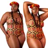 Costumi da bagno africani Costumi da bagno retrò taglie forti Costume da bagno intero con cavezza dorata da donna costume da bagno di grandi dimensioni ritagliato feminino monokini biquinis