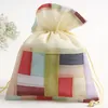 Elegant Stor Stripe Tyg Pouch Drawstring Smycken Trinket Parfym Presentpåse Lavendel Spice Storage Ficka Tom Sachet 16.5x21.5 cm