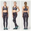 섹시한 여성 스포츠 요가 정장 슬림 높은 탄성 Jumpsuit 조깅 Sportwear 체육관 3D 인쇄 통기성 꽉 유럽 실행 훈련 세트