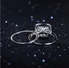 GALAXY Marca 100% 925 Anel de Noivado De Prata Esterlina 2-em-1 Nova Moda Jóias 3 Quilates CZ Diamante Anéis De Casamento Para mulheres