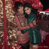 Celebrity jurk avondjurk labourjoisie v-neck green sequgels met lange mouwen jas youtef aljasmi kylie jenner zuhair murad kim kardashian