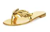 Cruel Summer Designer Flip Flops Silver Gold Sandals Femmes Chaussures plates Feuilles décontractées Femmes ailées Slippers Slip on Zapatos Mujer7819483