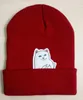 Winter Fashion Beanies The New Cartoon Middle Finger Cat Elastic Knitted Warm Beat Wool Cap Knitting Hat So Cute Beanies